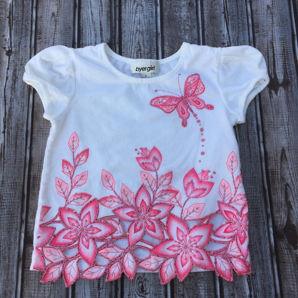Girls sz 4 byergirl beaded white shirt